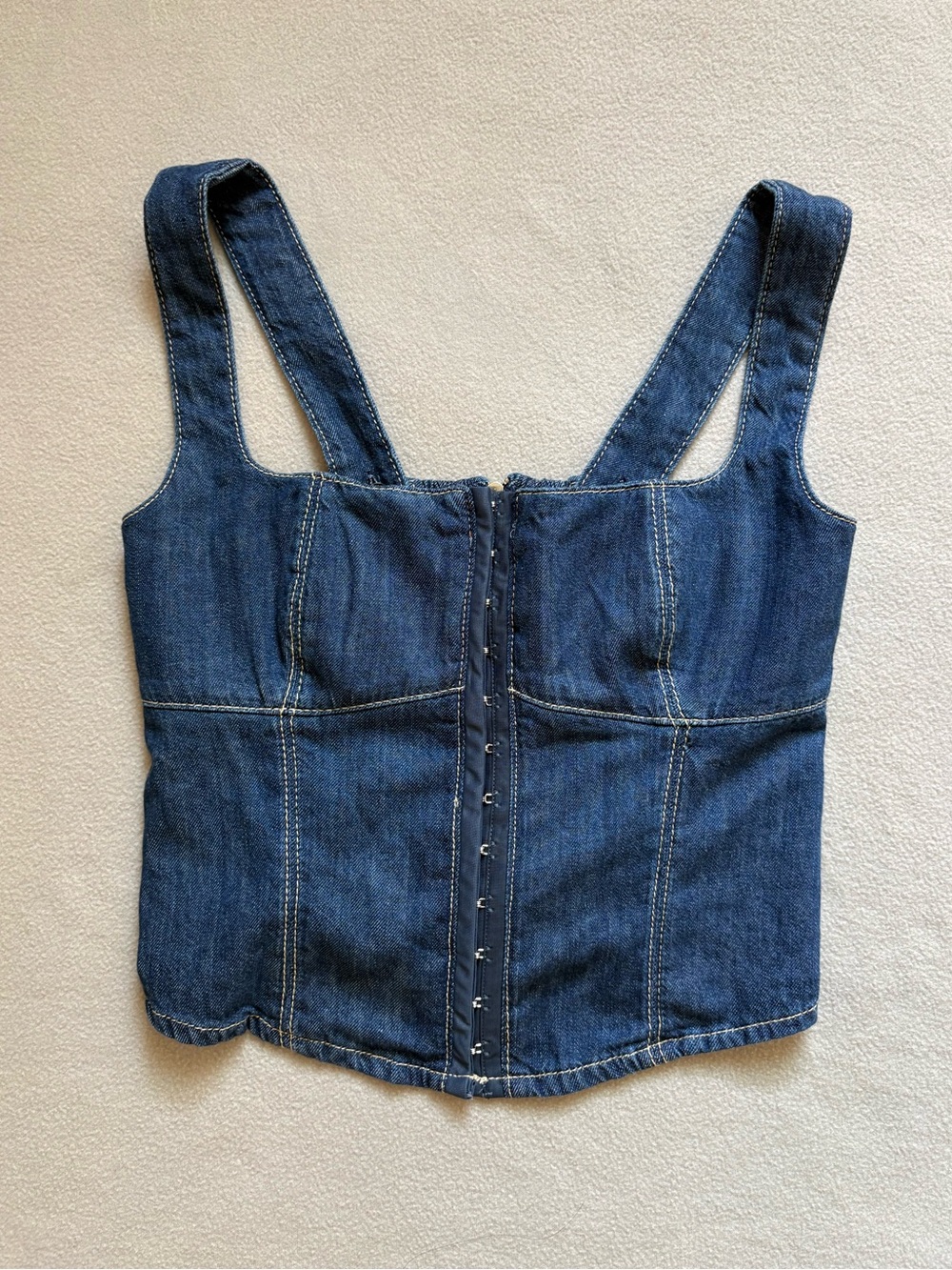 NWT Reformation Tagliatelle Denim Corset Top Blue Women's 2 - Picture 4 of 9